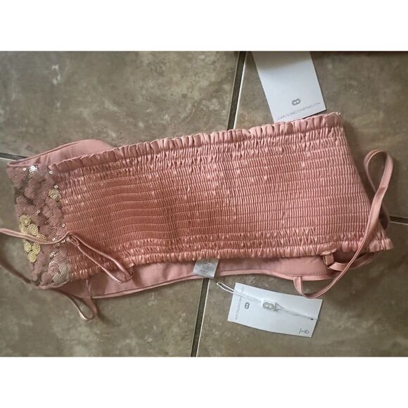 NWT CAROLINE CONSTAS Sequin Crop Top & Skirt Set Pink Size 10 - Picture 10 of 10